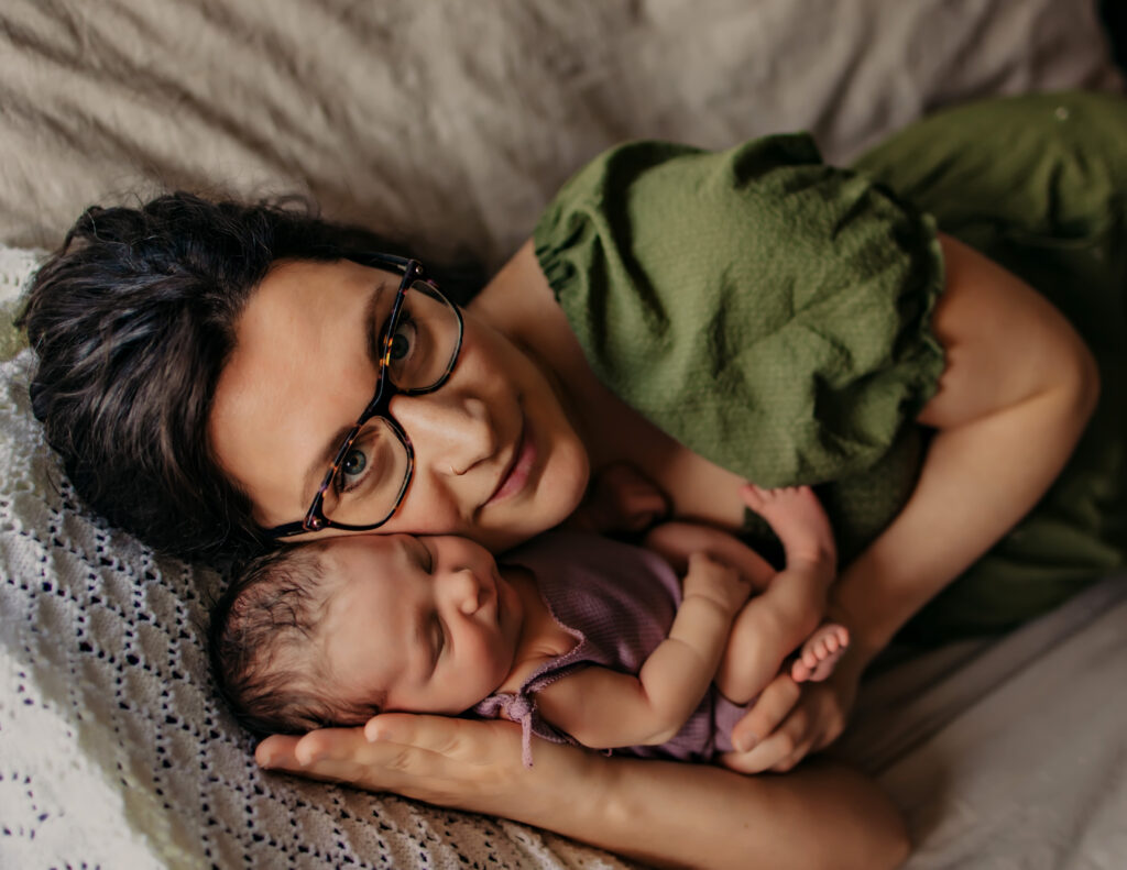 mom and baby at Edmonton newborn photo session