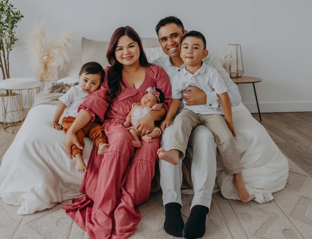 family photo during newborn photo session in edmonton