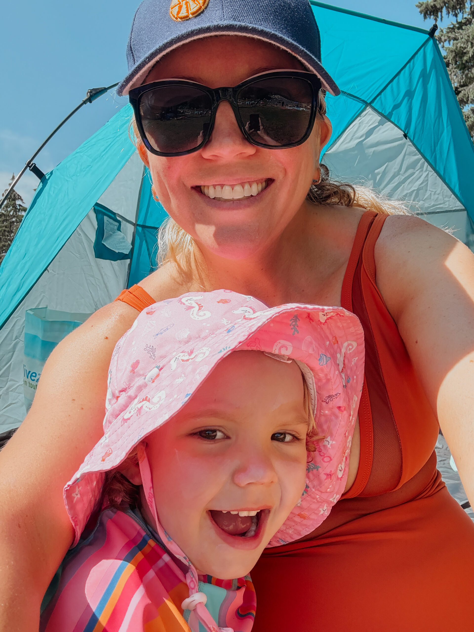 mom and toddler daughter at discovery canyon in red deer