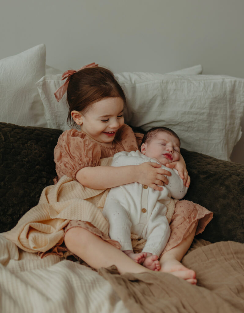 Calm newborn photography session in Edmonton studio