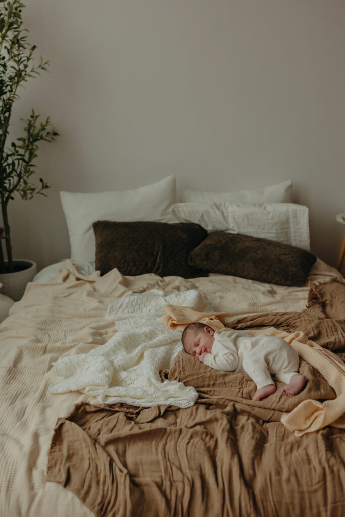 Calm newborn photography session in Edmonton studio
