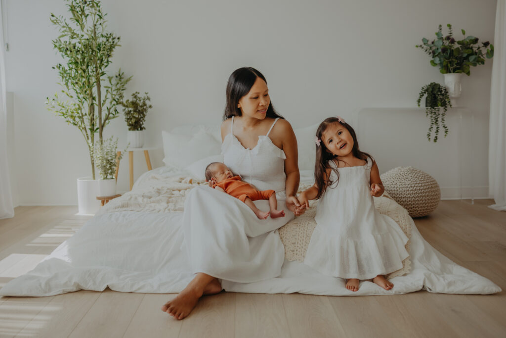 family at a newborn photography session in edmonton alberta