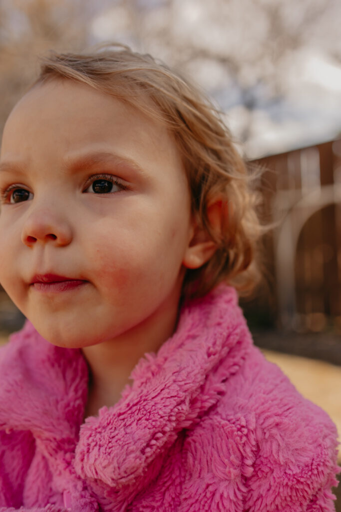 little girl during natural family Easter photos Edmonton lifestyle photography